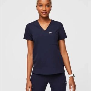 Figs Catarina One-Pocket Scrub Top, Medium, Navy